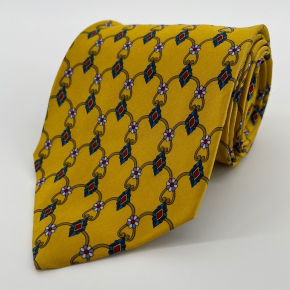 Jos. A. Bank Other - Jos. A. Bank Men's Gold Yellow Silk Geometric Floral Medallion Tie Made in Italy